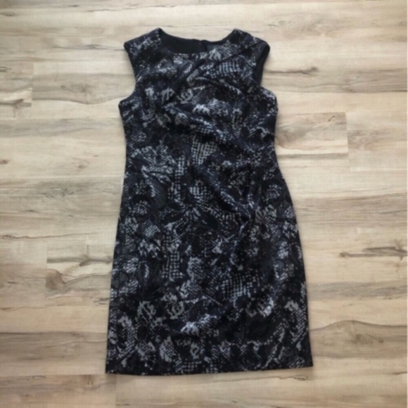 Adrianna Papell Black and Silver Sheath Midi Dress - Picture 1 of 7